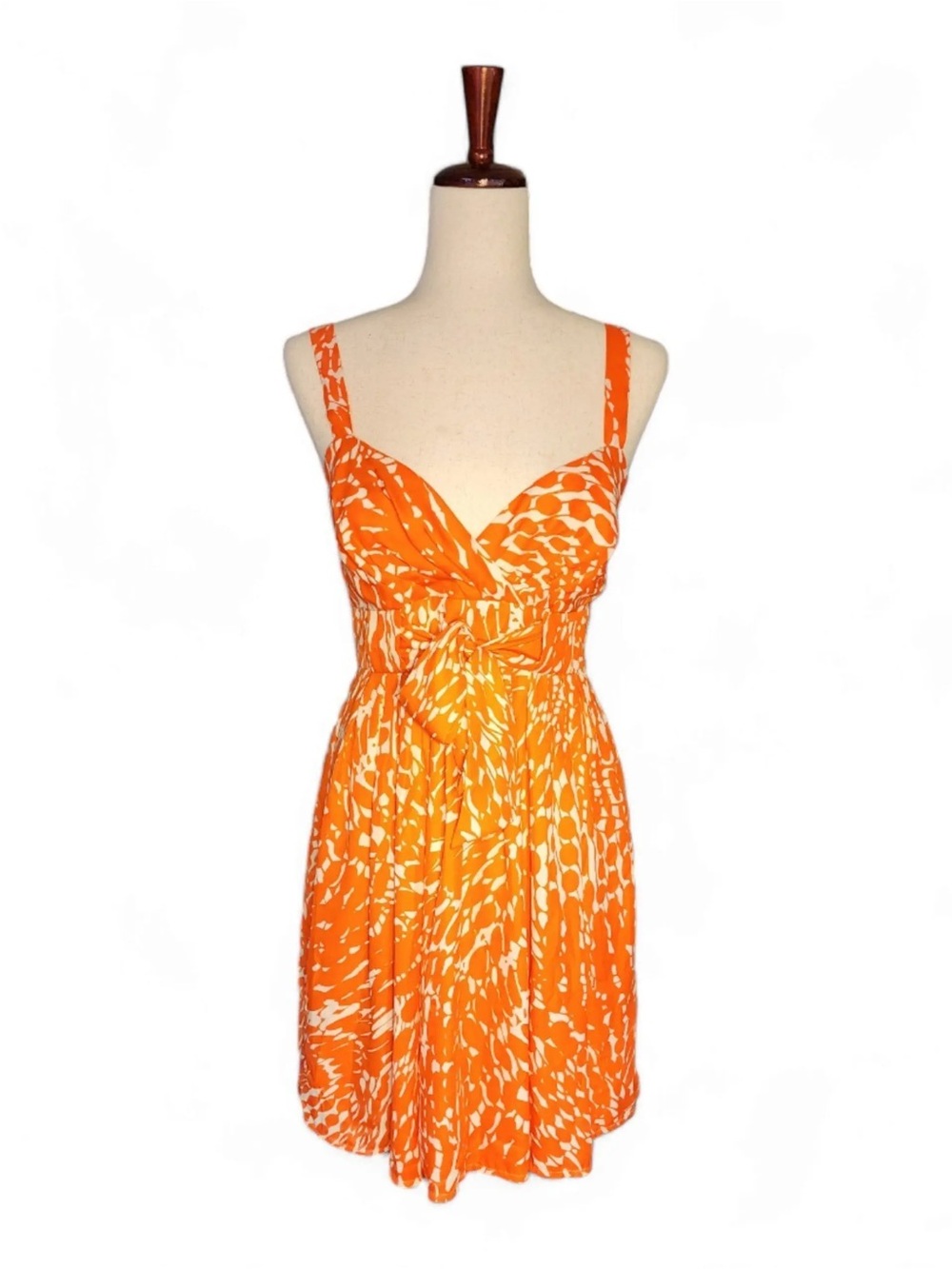 LC Lauren Conrad Orange Printed Tie-Front Sundress